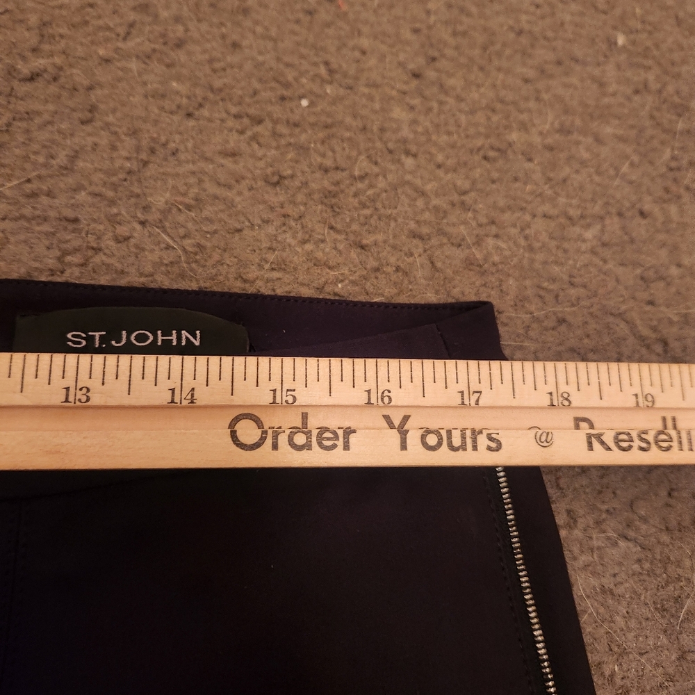 ST JOHN Women's Pants Size 12 Black Side Piping Made USA Straight Leg - Picture 7 of 9